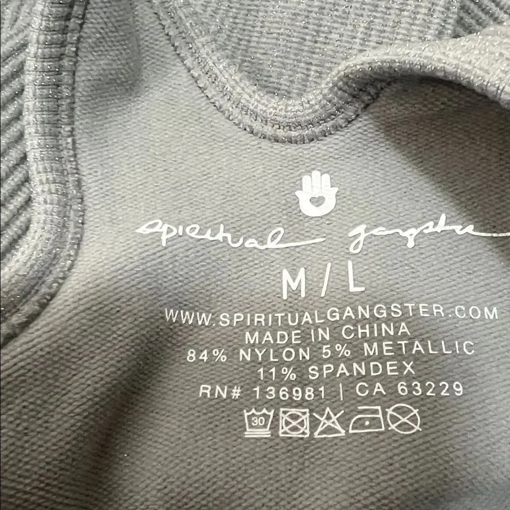 Spiritual Gangster Silver Gray Amor Shimmer crop tank size m/l NWT